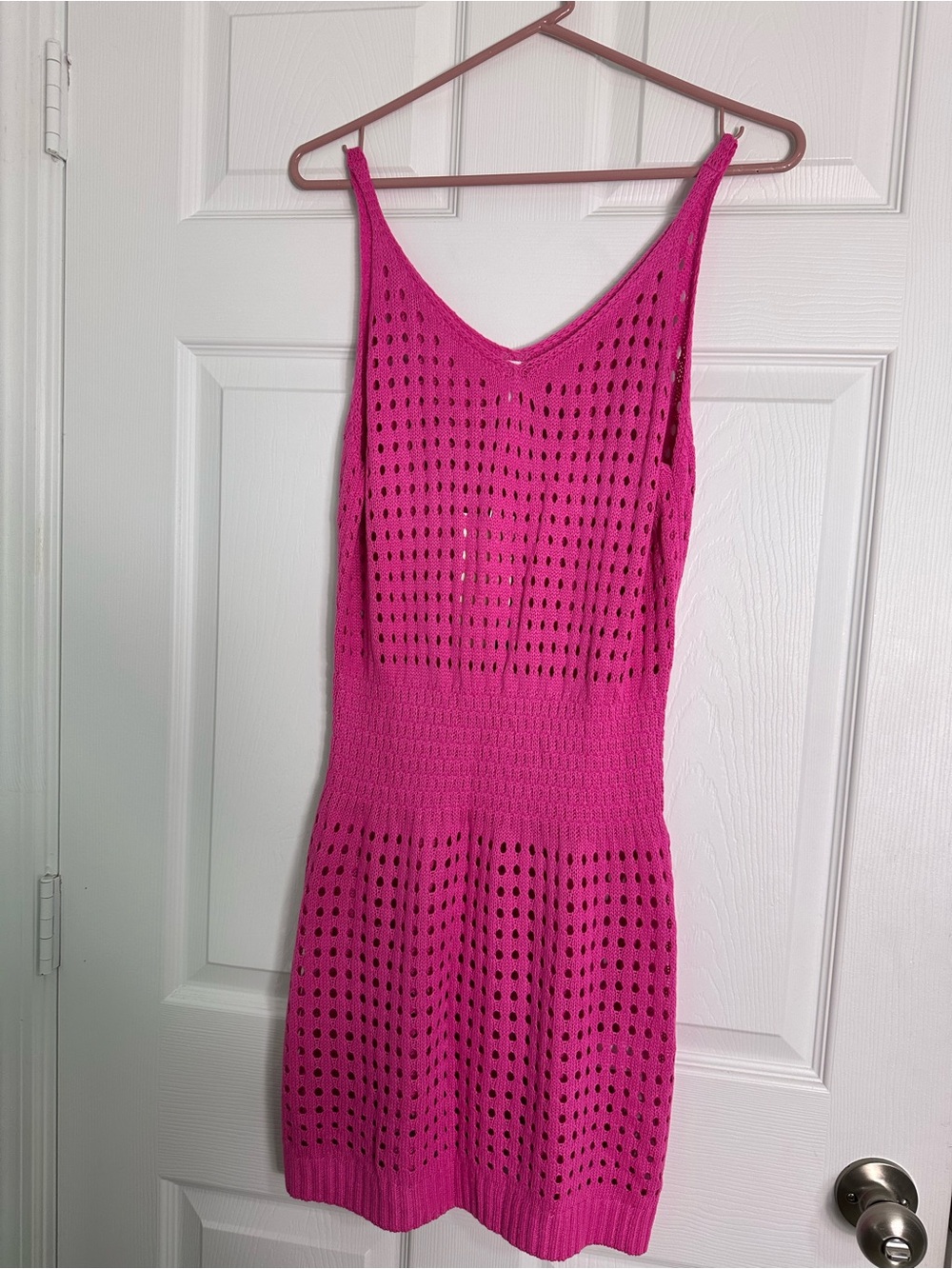 Eyelet Knit Fuchsia Tank Dress -